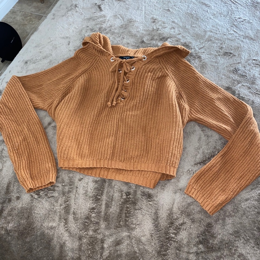 Cropped string hoodie sweater